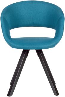 KADIMA DESIGN Esszimmerstuhl MELLA - Retro-Design mit gepolsterter Sitzfläche. Farbe: Blau, Material: Stoff