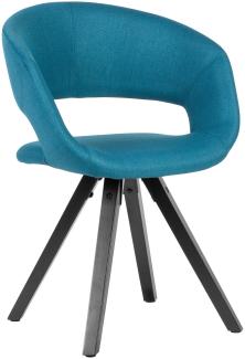 KADIMA DESIGN Esszimmerstuhl MELLA - Retro-Design mit gepolsterter Sitzfläche. Farbe: Blau, Material: Stoff