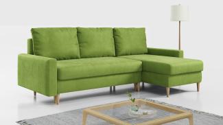 Ecksofa - L-Form Sofa Mit Schlaffunktion - Wohnlandschaft - Wohnzimmer L Couch - Polstersofa mit Bettkasten - Hellgrün LANG