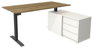 Kerkmann Schreibtisch Sitz- /Stehtisch Move 1 anthrazit mit Sideboard eiche