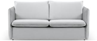 Micadoni 2-Sitzer Samtstoff Sofa mit Bettfunktion Agate | Bezug Silver | Beinfarbe Black Plastic