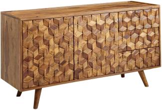 KADIMA DESIGN Massivholz-Sideboard in Sheesham – Praktisches Design mit Türen & Schubladen, 138x76x45 cm.