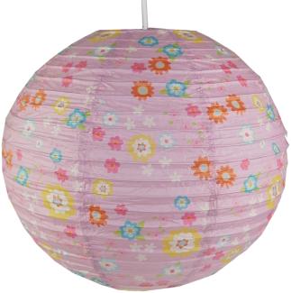 Kinder Papierlampe BLÜMCHEN Muster Lampenschirm Ø40cm mit Aufhängung & LED Licht