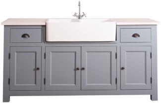 Casa Padrino Landhausstil Waschbeckenschrank Blau / Weiß 180 x 65 x H. 90 cm - Waschtisch mit 4 Türen und 2 Schubladen