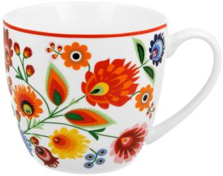 DUO ETNO Becher 460 ml ŁOWICZ in Tragetasche, New Bone China Porzellan