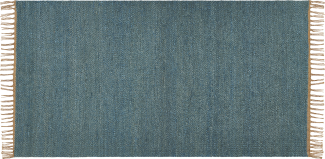 Teppich Jute blau 80 x 150 cm Kurzflor zweiseitig LUNIA