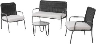 Merax 4-Sitzer Gartenlounge-Set mit Sitzkissen, PE-Rattan grau