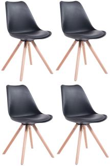 4er Set Stühle Toulouse Kunstleder Rund natura schwarz