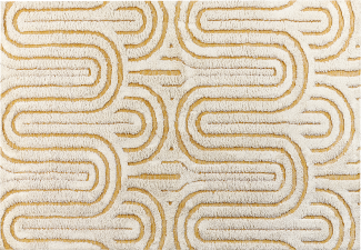 Teppich Baumwolle cremeweiß gelb 160 x 230 cm abstraktes Muster PERAI