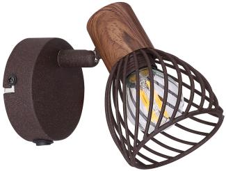 Wandlampe, Metall, rost braun, Strahler schwenkbar, D 8 cm