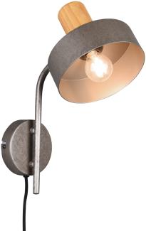 Vintage LED Wandstrahler mit Metallschirm in Silber antik & Holz schwenkbar