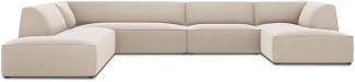 Micadoni 7-Sitzer Samtstoff Panorama Ecke links Sofa Ruby | Bezug Beige | Beinfarbe Black Plastic