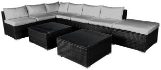 BRAST Gartenmöbel Lounge Sofa Couch Set Relax Schwarz Poly-Rattan für 6 Personen