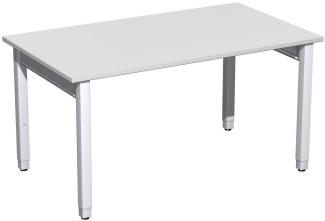 Schreibtisch höhenverstellbar, 140x80x68-86cm, Lichtgrau / Silber