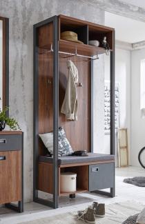 Garderobe Flurgarderobe Detroit 90x45x202cm Stirling Oak schiefer