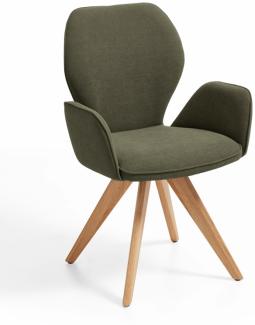Niehoff Sitzmöbel Colorado Trend-Line Design-Armlehnenstuhl Gestell Wildeiche - Webstoff Malea-R oliv
