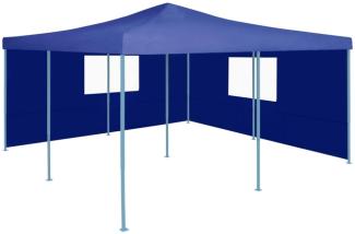 Faltpavillon mit 2 Seitenwänden 5x5 m Blau