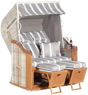 Sunny Smart Gartenstrandkorb Rustikal 250 PLUS 2-Sitzer, Halbliegemodell Kunststoffgeflecht antik-weiß