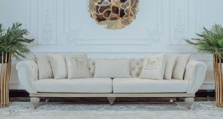 Casa Padrino Luxus Art Deco Wohnzimmer Sofa Cremefarben / Grau / Gold - Art Deco Wohnzimmer Möbel - Luxus Kollektion