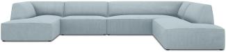 Micadoni 7-Sitzer Panorama Ecke rechts Sofa Ruby | Bezug Light Blue | Beinfarbe Black Plastic