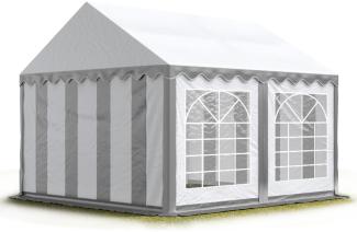TOOLPORT Party-Zelt Festzelt 4x4 m Garten-Pavillon -Zelt PVC Plane 700 N in grau-weiß Wasserdicht