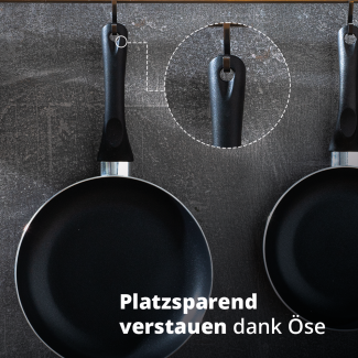 KHG Pfannen-Set 3-teilig 20|24|28 cm aus Aluminium-Guss in Schwarz | Kochgeschirr Bratpfannen induktionsgeeignet spülmaschinengeeignet, Antihaftbeschichtung, Bakelitgriff | Braten, Schmoren, Garen | 20, 24, 28 cm