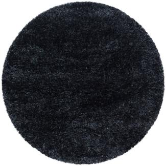 Hochflor Teppich Baquoa rund - 80 cm Durchmesser - Schwarz