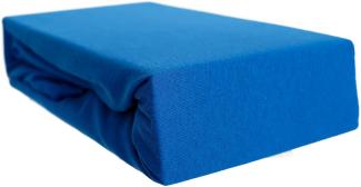 Jersey Spannbettlaken 100% Baumwolle 180-200x200 cm + 25 cm Rundumgummizug Blau