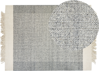 Teppich Wolle grau cremeweiß 140 x 200 cm Kurzflor TATLISU