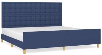 Doppelbett mit Kopfteil Stoff Blau 200 x 200 cm