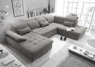 Couch WAYNE R Sofa Schlafcouch Wohnlandschaft Schlaffunktion schlamm grau U-Form rechts