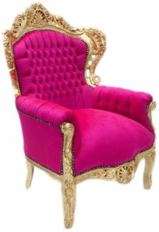 Casa Padrino Barock Sessel King Pink / Gold 85 x 85 x H. 120 cm - Möbel im Antik Stil
