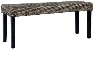 vidaXL Sitzbank 110 cm Schwarz Natur Kubu-Rattan und Massivholz Mango