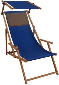 Liegestuhl blau Buche dunkel Gartenliege Strandstuhl Sonnendach Kissen klappbar 10-307 S KD