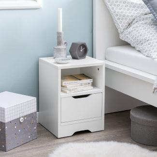 KADIMA DESIGN Nachtkonsole ILM - Moderne & geräumige Nachttischlösung für das Schlafzimmer. Farbe: Weiß