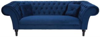 Casa Padrino Chesterfield Sofa in Blau 225 x 90 x H. 79 cm