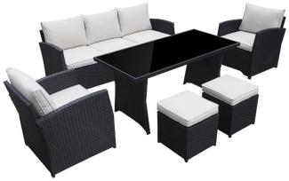 Luxus Premium Garten Polyrattan Lounge SET Möbel schwarz Essgruppe Sitzgruppe