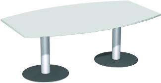 Konferenztisch Tellerfuß, Faßform, 200x80-1200cm, Lichtgrau