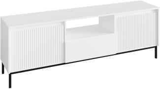 TV-Lowboard Ozmi 2K1SZ mit 2 Türen und Schubladen auf Kugelgleitschiene (Farbe: Weiß)