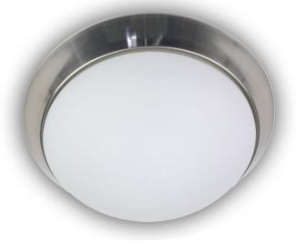 LED-Deckenleuchte rund, Opalglas matt, Dekorring Nickel matt, Ø 25cm