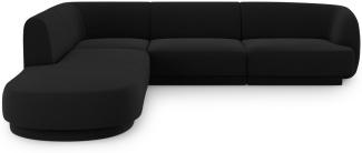 Micadoni 6-Sitzer Samtstoff Ecke links Sofa Miley | Bezug Black | Beinfarbe Black Plastic