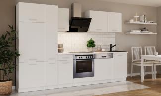 Küche 'Toni' Küchenzeile, Küchenblock, Singleküche, 300 cm, Weiß matt