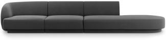 Micadoni 4-Sitzer Rechts Samtstoff Sofa Miley | Bezug Grey | Beinfarbe Black Plastic