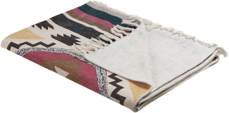 Decke Baumwolle mehrfarbig 130 x 180 cm geometrisches Muster NAGON