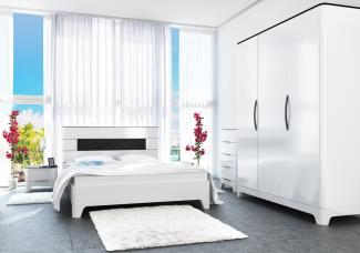 Schlafzimmer-Set "Verona" komplett 5-teilig schwarz weiß Hochglanz MDF
