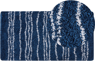 Teppich blau weiß 80 x 150 cm Streifenmuster Shaggy TASHIR