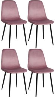 4er Set Esszimmerstühle Napier Samt (Farbe: pink)