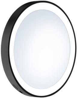 Smedbo Outline Lite LED Kosmetikspiegel schwarz mit Saugnäpfe und 7- Facher Vergrößerung Dm. 12cm FB625