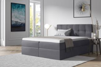 Stylefy 'Cesar' Boxspringbett Velours Dunkelgrau 120 x 200 cm