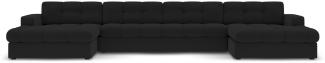 Micadoni 5-Sitzer Panorama Sofa Justin | Bezug Black | Beinfarbe Black Plastic
